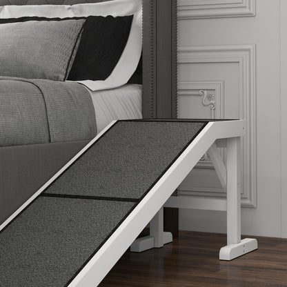 Wooden Dog Ramp Pet Ramp with Non-Slip Carpet for Small, Medium, and Large Dogs 152x40x50 cm White and Gray