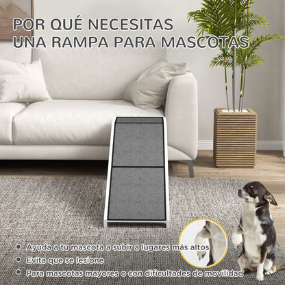Wooden Dog Ramp Pet Ramp with Non-Slip Carpet for Small, Medium, and Large Dogs 152x40x50 cm White and Gray