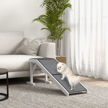 Wooden Dog Ramp Pet Ramp with Non-Slip Carpet for Small, Medium, and Large Dogs 152x40x50 cm White and Gray