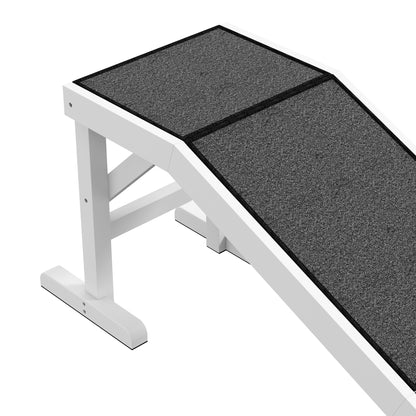 Wooden Dog Ramp Pet Ramp with Non-Slip Carpet for Small, Medium, and Large Dogs 152x40x50 cm White and Gray