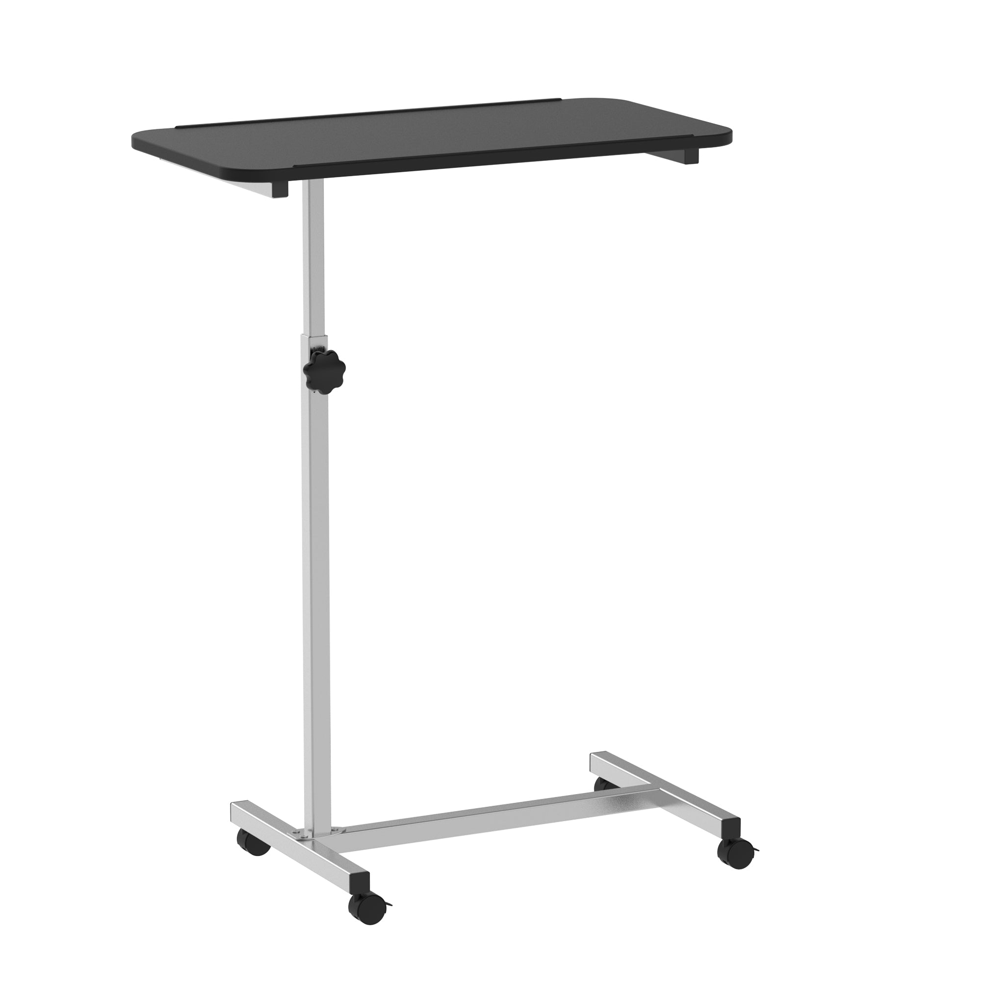 Side Table with Wheels Sofa Table with Adjustable Height and Metal Frame 44.5"x15.75"x30-39.4" Black and Silver