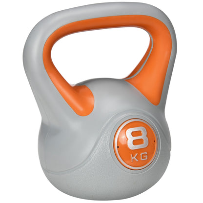 SPORTNOW 8 kg Kettlebell Russian Weight PU Coating and Sand Filling Wide Handle for Home Gym Bodybuilding Training 20x14x24 cm Orange and Gray