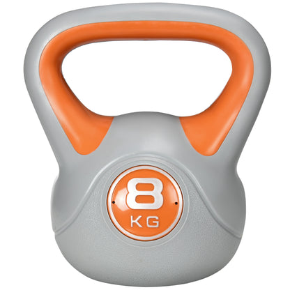 SPORTNOW 8 kg Kettlebell Russian Weight PU Coating and Sand Filling Wide Handle for Home Gym Bodybuilding Training 20x14x24 cm Orange and Gray