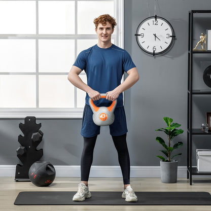 SPORTNOW 8 kg Kettlebell Russian Weight PU Coating and Sand Filling Wide Handle for Home Gym Bodybuilding Training 20x14x24 cm Orange and Gray