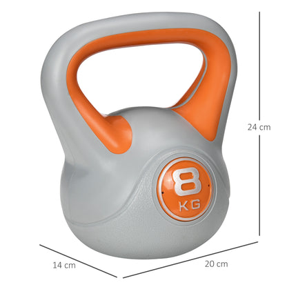 SPORTNOW 8 kg Kettlebell Russian Weight PU Coating and Sand Filling Wide Handle for Home Gym Bodybuilding Training 20x14x24 cm Orange and Gray
