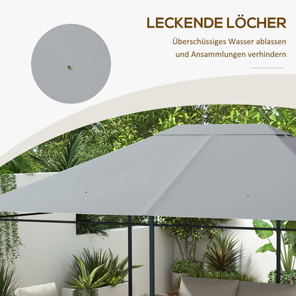 Replacement Roof for 4 x 3m Gazebo, Water-Resistant Pavilion Canopy with UV Protection 30+, Polyester Cover Replacement for Garden Gazebo, Polyester Fabric, 180 g/m², Light Grey