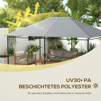 Replacement Roof for 4 x 3m Gazebo, Water-Resistant Pavilion Canopy with UV Protection 30+, Polyester Cover Replacement for Garden Gazebo, Polyester Fabric, 180 g/m², Light Grey