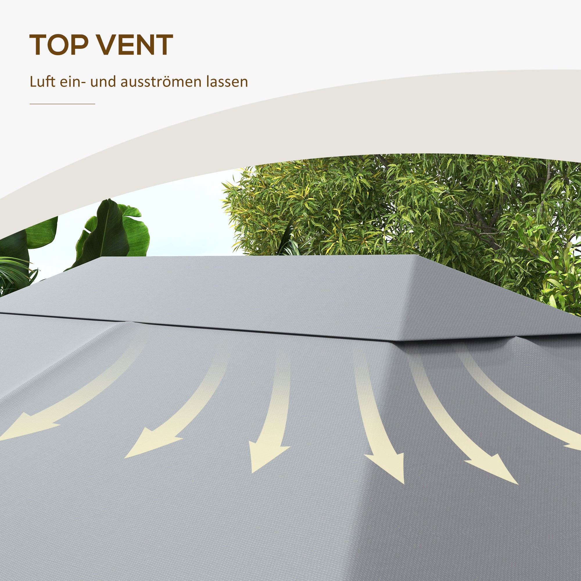 Replacement Roof for 4 x 3m Gazebo, Water-Resistant Pavilion Canopy with UV Protection 30+, Polyester Cover Replacement for Garden Gazebo, Polyester Fabric, 180 g/m², Light Grey