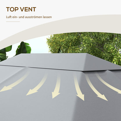Replacement Roof for 4 x 3m Gazebo, Water-Resistant Pavilion Canopy with UV Protection 30+, Polyester Cover Replacement for Garden Gazebo, Polyester Fabric, 180 g/m², Light Grey