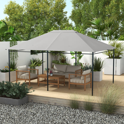 Replacement Roof for 4 x 3m Gazebo, Water-Resistant Pavilion Canopy with UV Protection 30+, Polyester Cover Replacement for Garden Gazebo, Polyester Fabric, 180 g/m², Light Grey