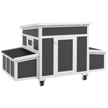 Wooden Chicken Coop 147x93.5x89.5 cm Outdoor Chicken Coop with Window Door Nest Removable Tray and Perches Cage for 1-6 Chickens Dark Gray