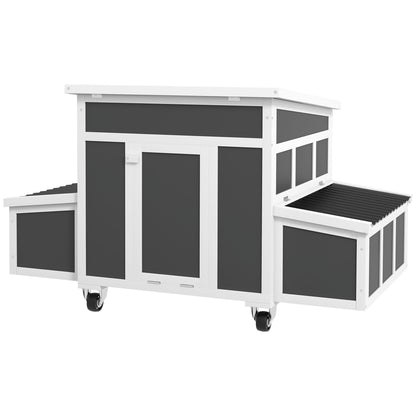 Wooden Chicken Coop 147x93.5x89.5 cm Outdoor Chicken Coop with Window Door Nest Removable Tray and Perches Cage for 1-6 Chickens Dark Gray