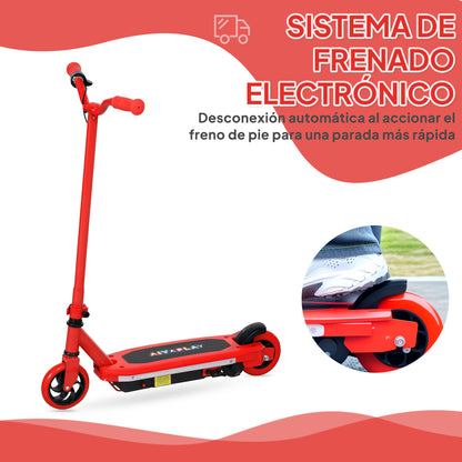 Electric Scooter for Kids 6-14 Years Electric Scooter Max. 10 km/h 80 W Motor Maximum Range 8 km Children's Electric Scooter with LED Lights Red Rear Brake