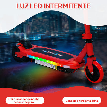Electric Scooter for Kids 6-14 Years Electric Scooter Max. 10 km/h 80 W Motor Maximum Range 8 km Children's Electric Scooter with LED Lights Red Rear Brake