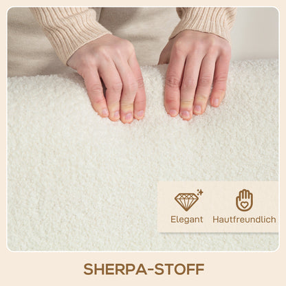 Armchair with Backrest, Armrests, Upholstered Lounge Chair with Sherpa Look, Wooden Legs, for Bedroom, Living Room, up to 120 kg, Cream White