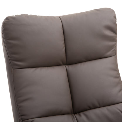 Recliner with Footstool, Storage, Padded TV Chair with Reclining Function, 360° Rotatable TV Chair for Bedroom, Living Room, Faux Leather, Brown