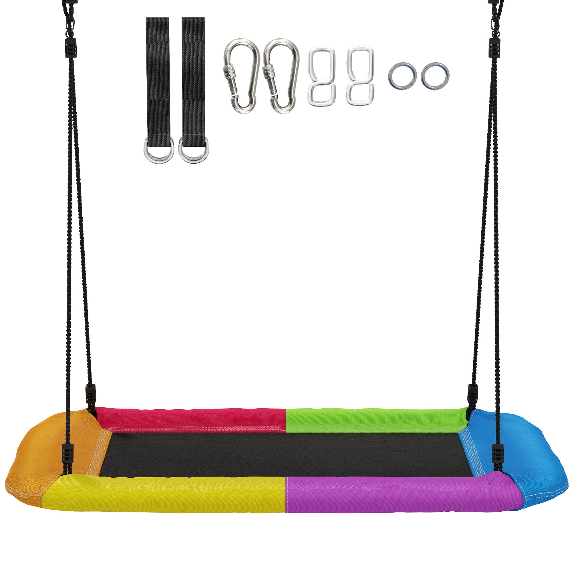 Adjustable Nest Swing 148 x 77 cm (58.3 x 30.3 in) – Up to 300 kg (661 lb) | Garden Hanging Swing with Adjustable Ropes, for Ages 3–8, Indoor & Outdoor, Multicolor