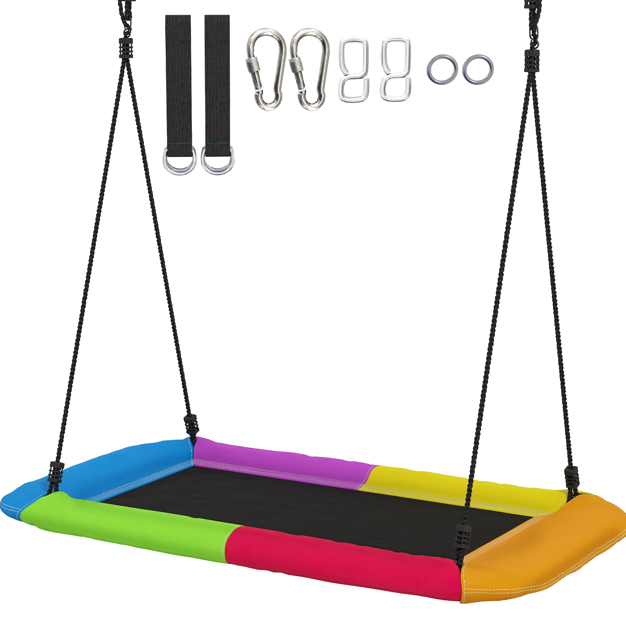 Adjustable Nest Swing 148 x 77 cm (58.3 x 30.3 in) – Up to 300 kg (661 lb) | Garden Hanging Swing with Adjustable Ropes, for Ages 3–8, Indoor & Outdoor, Multicolor