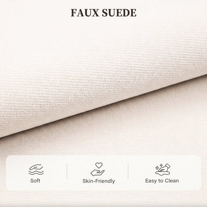 L-Shaped 3-Seater Sofa Bed with Reversible Chaise, Faux Suede, Storage, Cream