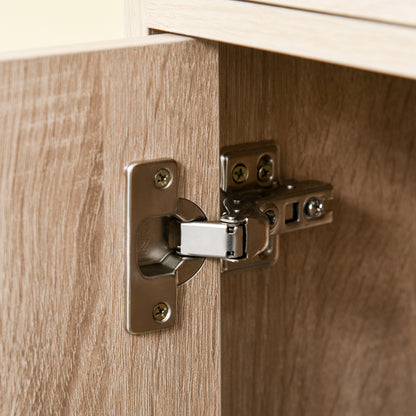 Kitchen Trolley for Microwave Storage Cabinet with 4 Wheels and Brakes Drawer Open Shelves Compartment with Door 60x40x108 cm Oak