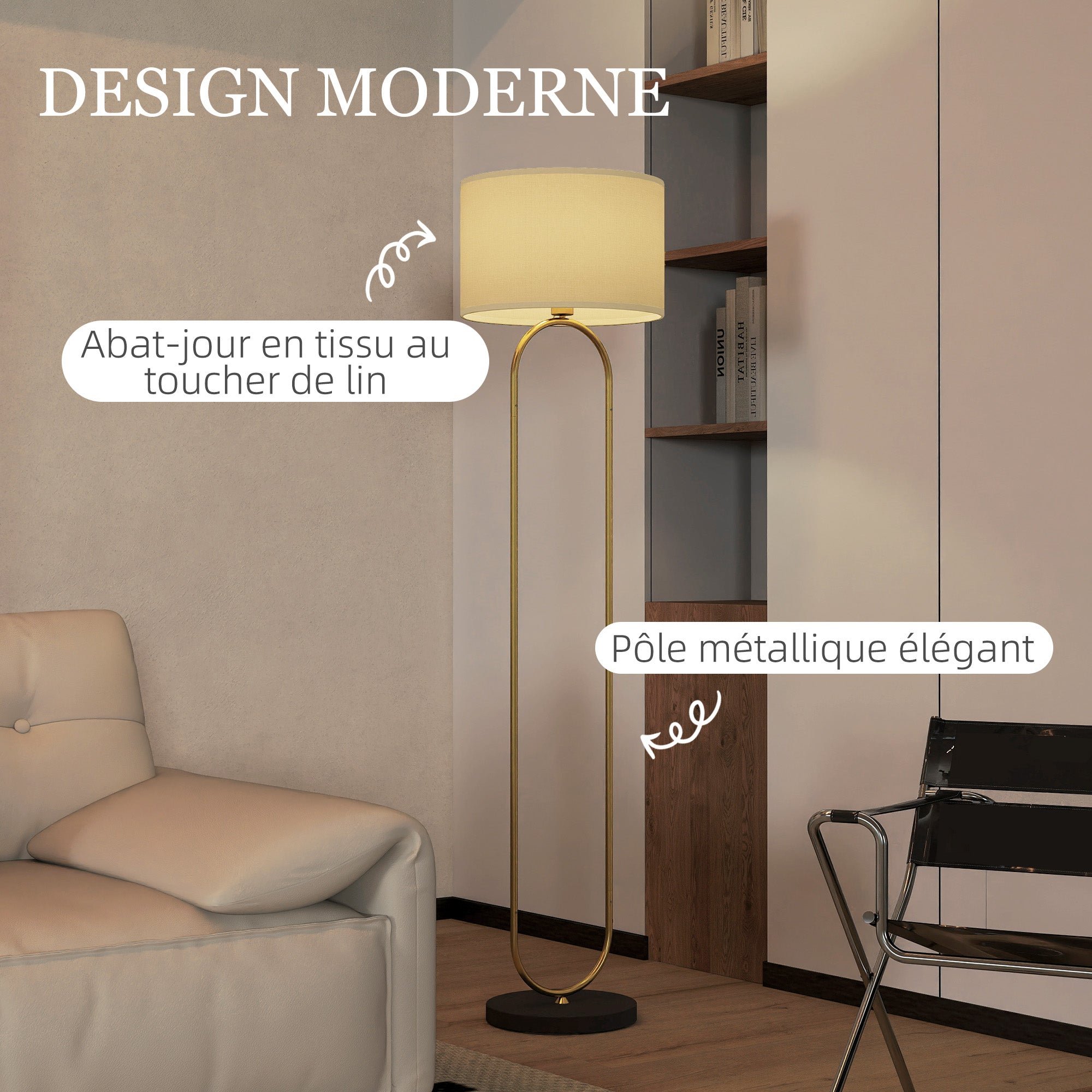 Floor Lamp Standing Lamp with Linen Lampshade E27 Socket Modern Style Floor Lamp with Foot Switch for Living Room and Bedroom 156 cm Golden and Black