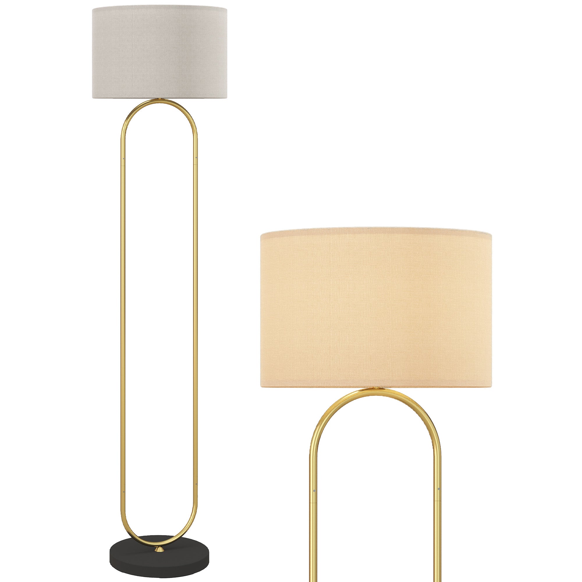 Floor Lamp Standing Lamp with Linen Lampshade E27 Socket Modern Style Floor Lamp with Foot Switch for Living Room and Bedroom 156 cm Golden and Black