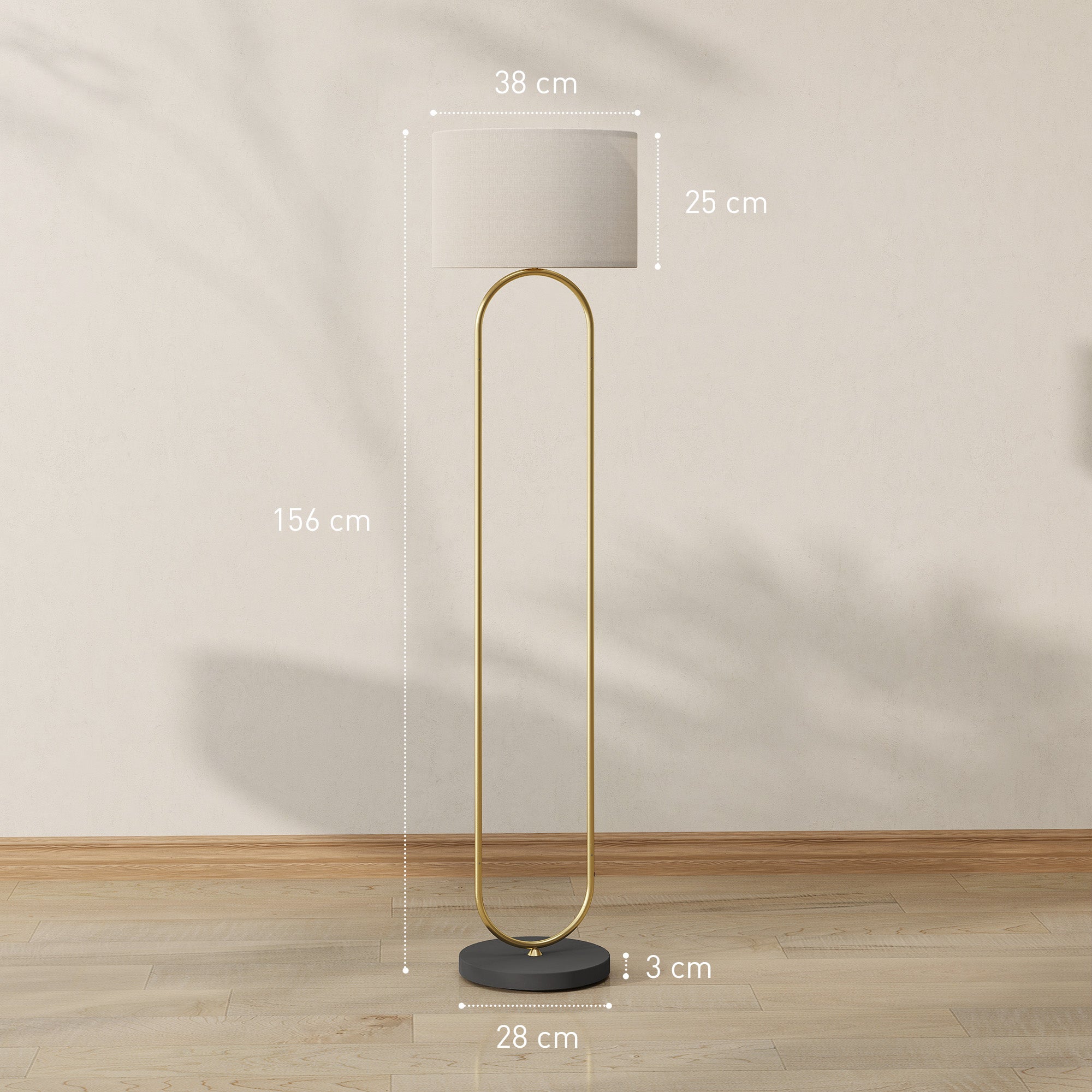 Floor Lamp Standing Lamp with Linen Lampshade E27 Socket Modern Style Floor Lamp with Foot Switch for Living Room and Bedroom 156 cm Golden and Black