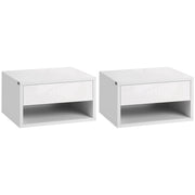 Set of 2 Floating Nightstands Bedside Tables Nightstands with Drawer for Bedroom Living Room 37x32x21 cm White