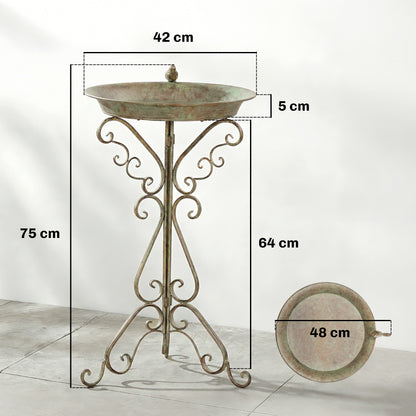 29.5 in Vintage Green Bird Bath with Bird Statue and Decorative Pedestal, Freestanding Garden Basin for Yard, Patio & Terrace, Green