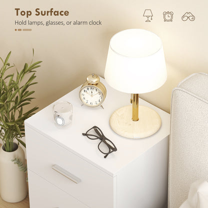 Nightstand with 3 Drawers, Bedroom Bedside Cabinet, MDF, White