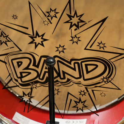 Kids Drum Set with Stool Children's Drum Kit for 3+ Years Old with Drums Bass Drum Cymbal Pedal and Drumsticks Star-themed Design 65x22x57 cm Red