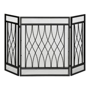 Folding Fireplace Screen Protective Fire Guard with 3-Panel Hinged Metal Structure 126x3x80 cm Black