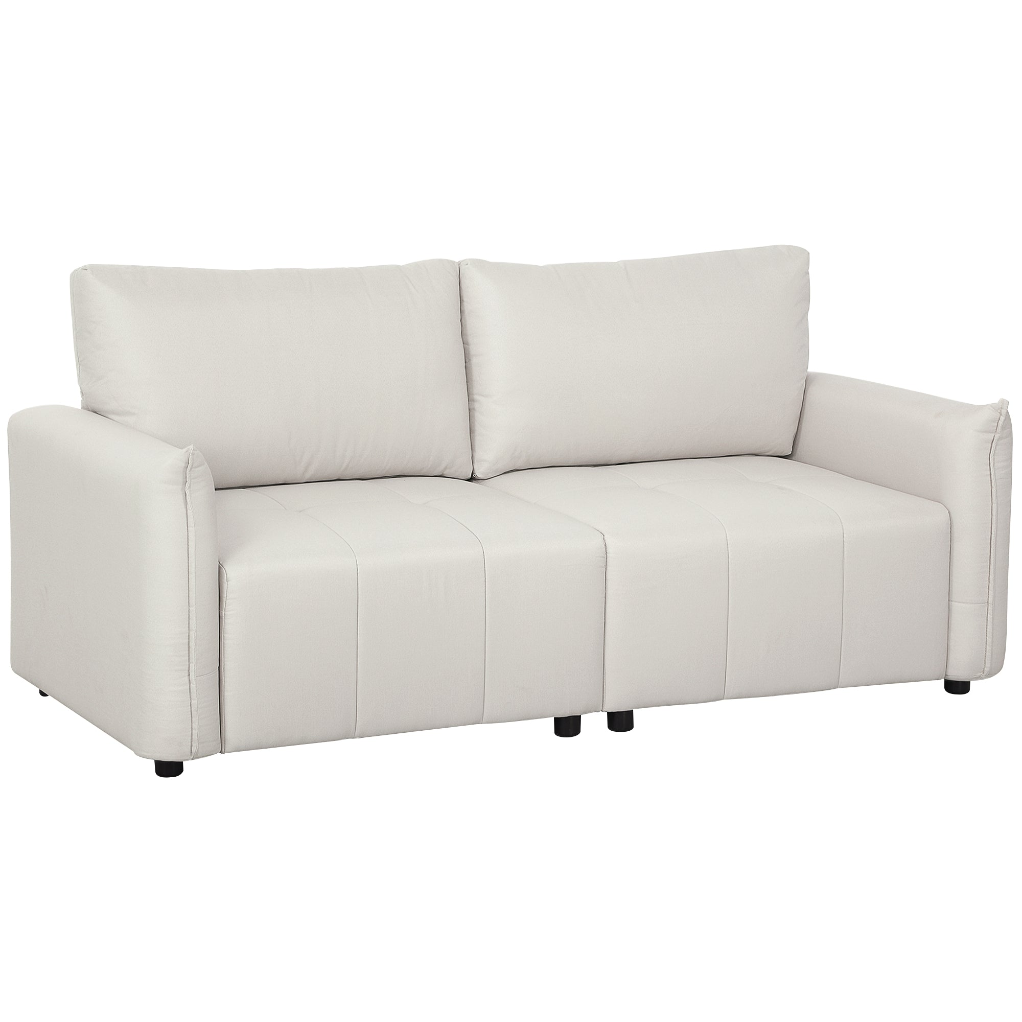 3-Seater Sofa, Modern Sofa 196 cm with 2 cushions, padded armrests and back, linen-look fabric sofa, steel legs, for living room, bedroom, home office, cream