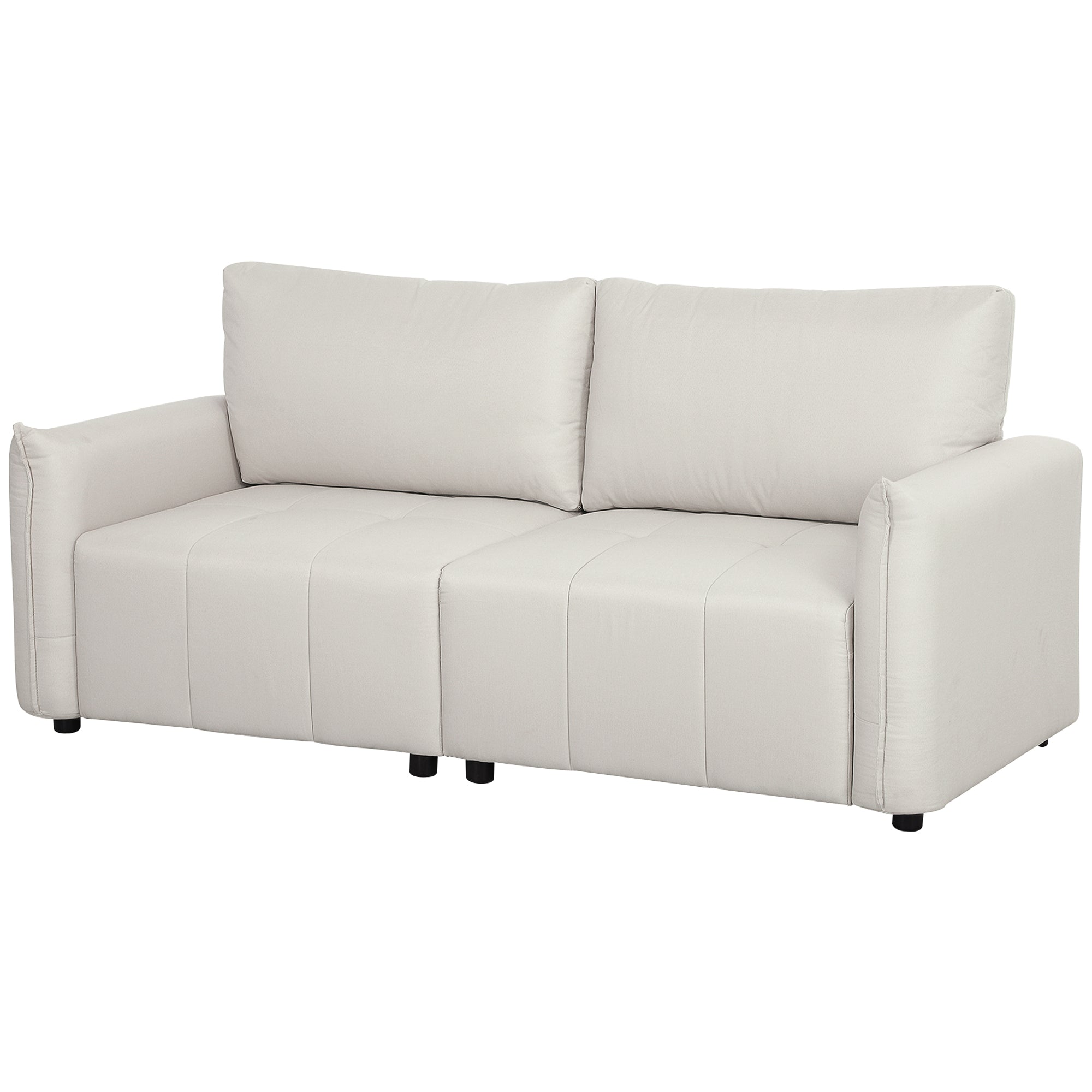 3-Seater Sofa, Modern Sofa 196 cm with 2 cushions, padded armrests and back, linen-look fabric sofa, steel legs, for living room, bedroom, home office, cream