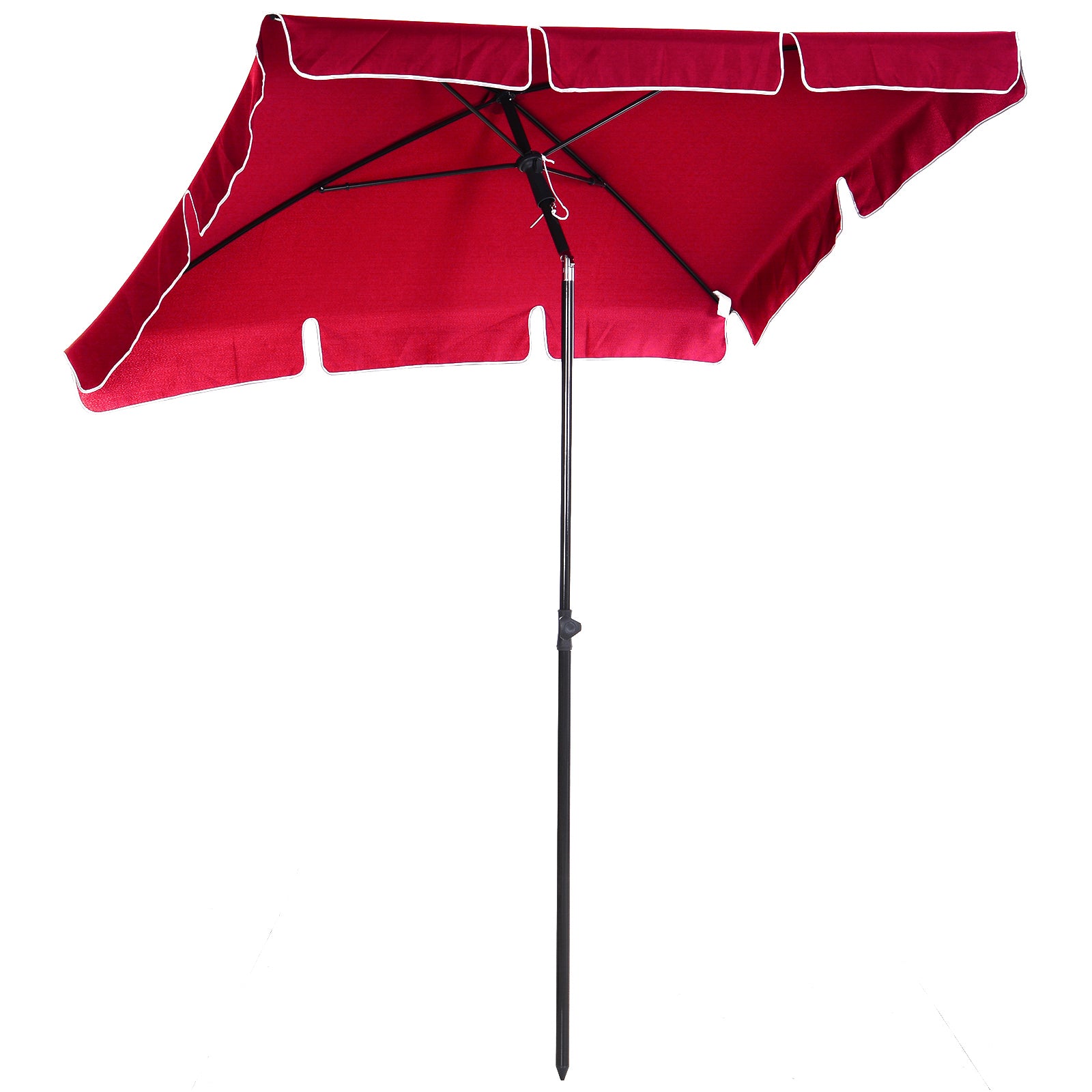 Rectangular Tilted Aluminum Metal High-Density Polyester Garden Parasol 2 x 1.3 m Red