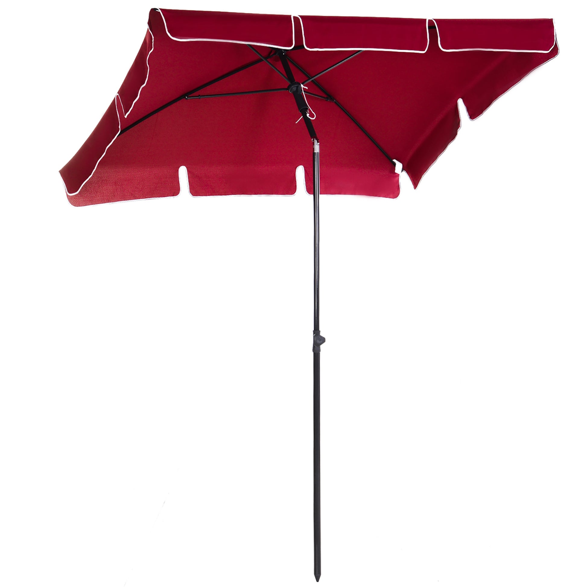 Rectangular Tilted Aluminum Metal High-Density Polyester Garden Parasol 2 x 1.3 m Red