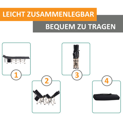 Folding Camp Bed with Carry Bag 190 x 68 x 52 cm Camping Cot up to 150 kg Guest Bed for Adults Folding Bed for Indoor, Outdoor, Garden Camping Travel Black