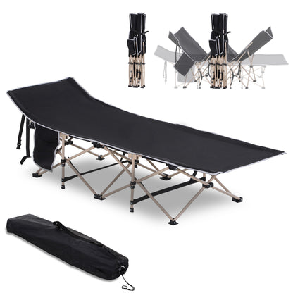 Folding Camp Bed with Carry Bag 190 x 68 x 52 cm Camping Cot up to 150 kg Guest Bed for Adults Folding Bed for Indoor, Outdoor, Garden Camping Travel Black
