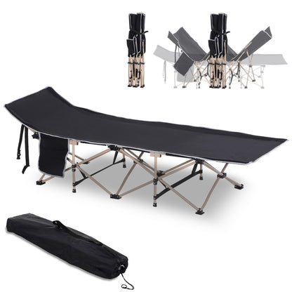 Folding Camp Bed with Carry Bag 190 x 68 x 52 cm Camping Cot up to 150 kg Guest Bed for Adults Folding Bed for Indoor, Outdoor, Garden Camping Travel Black
