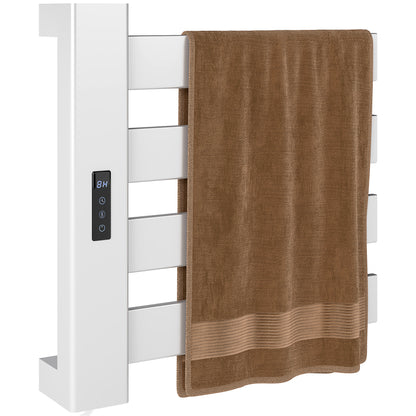 Wall-Mounted Electric Towel Warmer 130W Electric Towel Radiator Made of Aluminum Alloy with WIFI Control Touch Screen Timer 4 Bars Adjustable Temperature Low Consumption IPX4 White