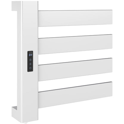 Wall-Mounted Electric Towel Warmer 130W Electric Towel Radiator Made of Aluminum Alloy with WIFI Control Touch Screen Timer 4 Bars Adjustable Temperature Low Consumption IPX4 White