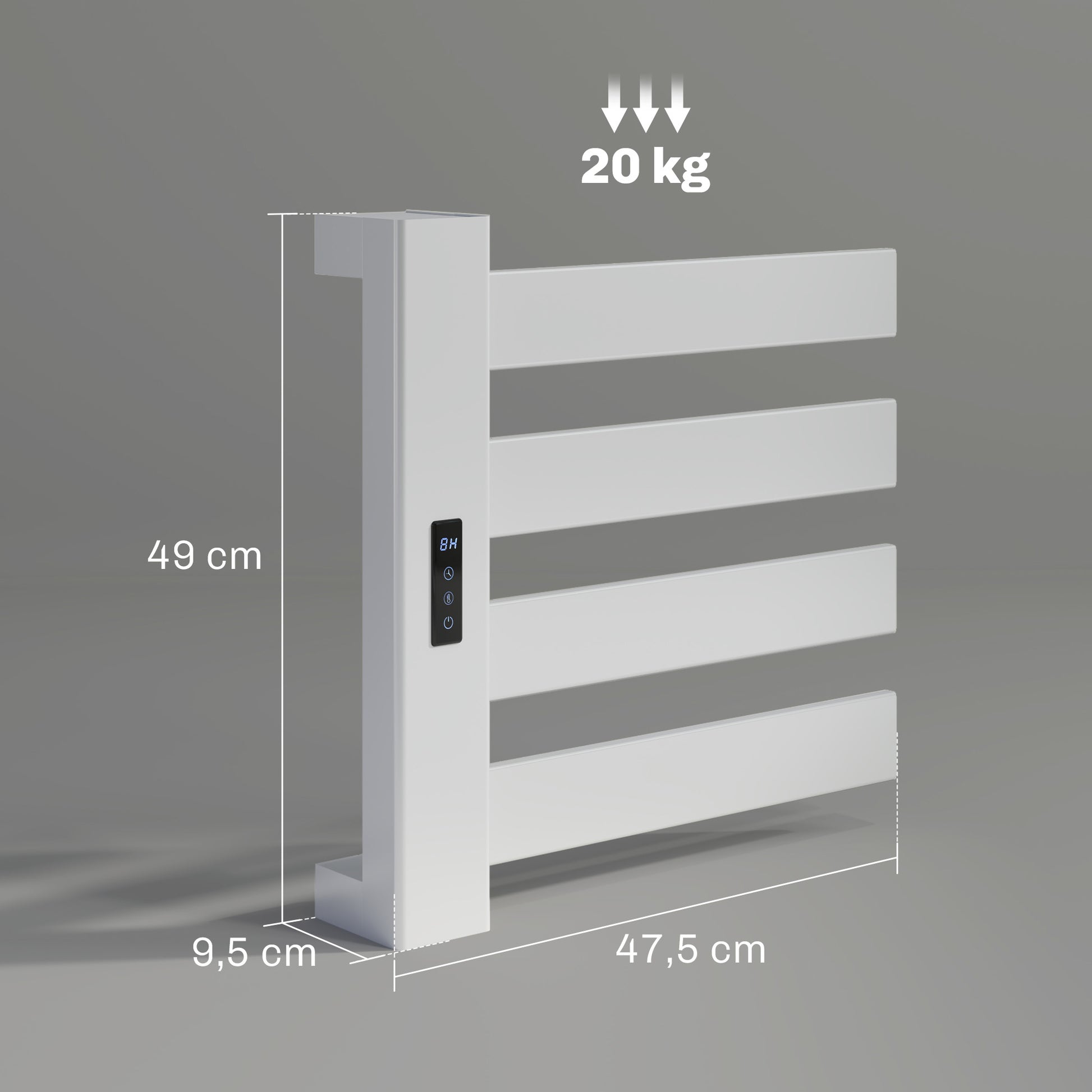 Wall-Mounted Electric Towel Warmer 130W Electric Towel Radiator Made of Aluminum Alloy with WIFI Control Touch Screen Timer 4 Bars Adjustable Temperature Low Consumption IPX4 White