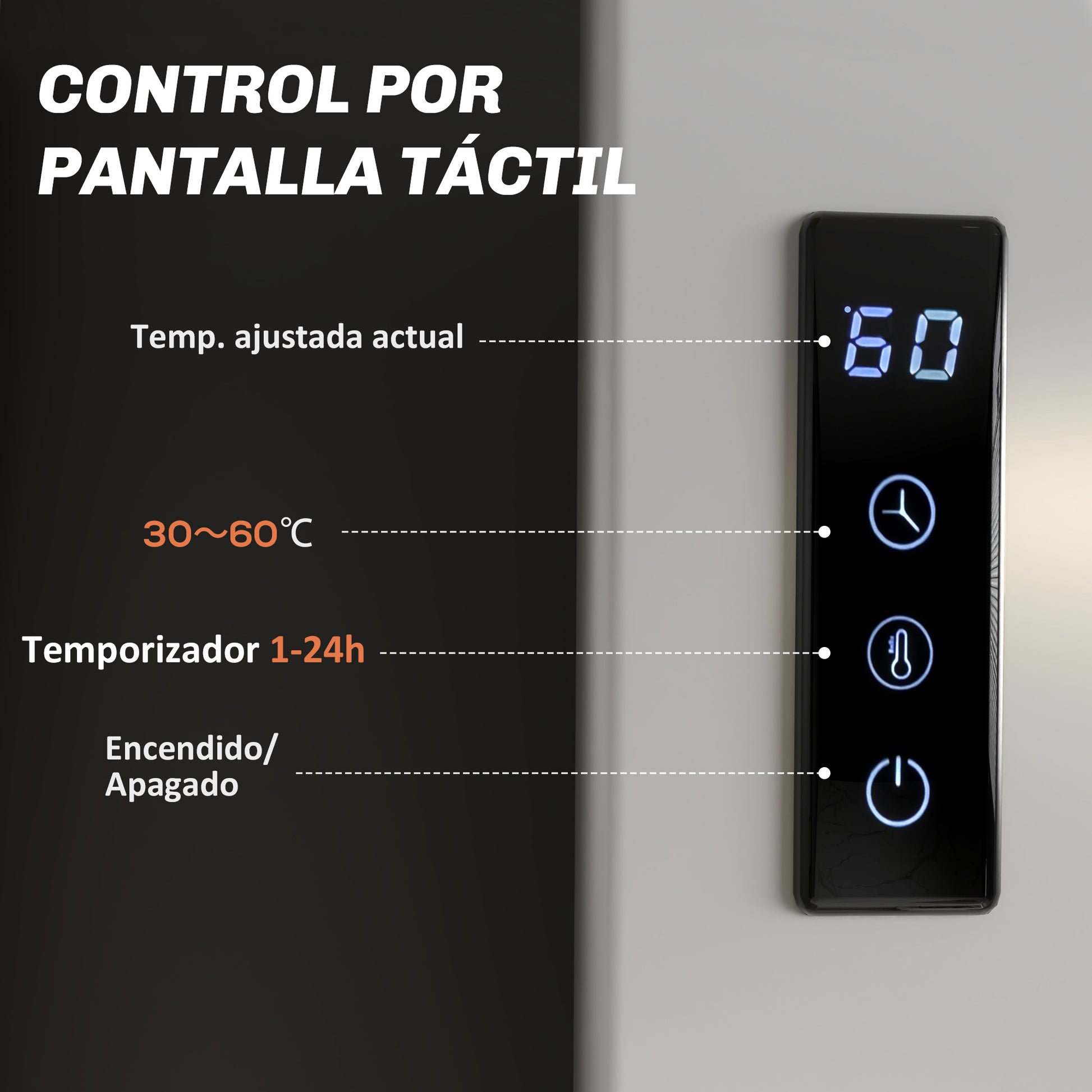 Wall-Mounted Electric Towel Warmer 130W Electric Towel Radiator Made of Aluminum Alloy with WIFI Control Touch Screen Timer 4 Bars Adjustable Temperature Low Consumption IPX4 White