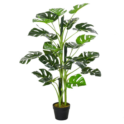 Artificial Plant 100 cm Artificial Monstera Artificial Tree with 21 Leaves and Pot for Home Office Living Room Green