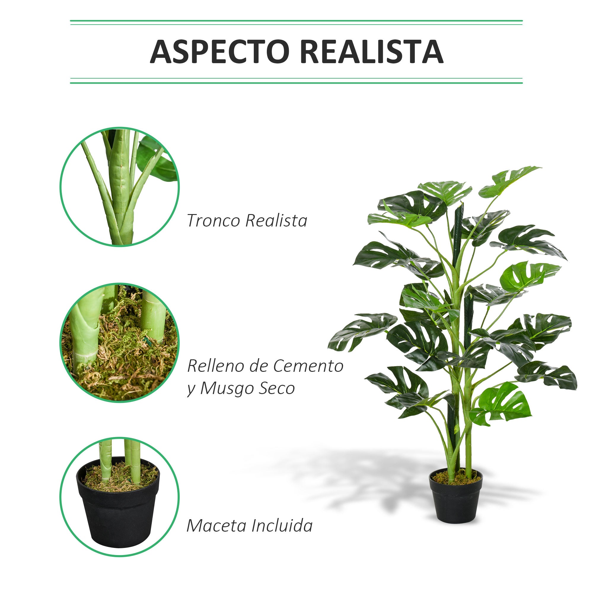 Artificial Plant 100 cm Artificial Monstera Artificial Tree with 21 Leaves and Pot for Home Office Living Room Green