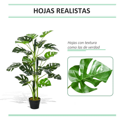 Artificial Plant 100 cm Artificial Monstera Artificial Tree with 21 Leaves and Pot for Home Office Living Room Green
