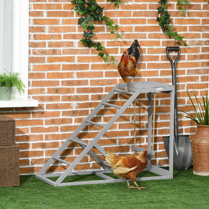 Wooden Chicken Perch & Playstand with Swing, Ladder & Platform — Natural-Style Chicken Roost, 37.8×15.7×27.9 in (96×40×71 cm), Gray