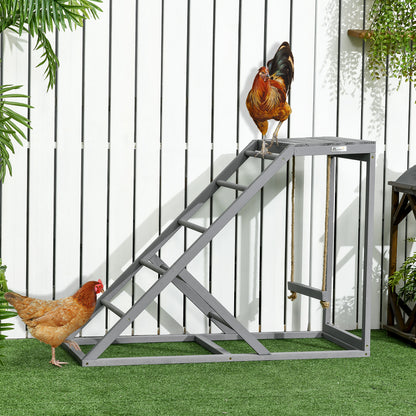 Wooden Chicken Perch & Playstand with Swing, Ladder & Platform — Natural-Style Chicken Roost, 37.8×15.7×27.9 in (96×40×71 cm), Gray