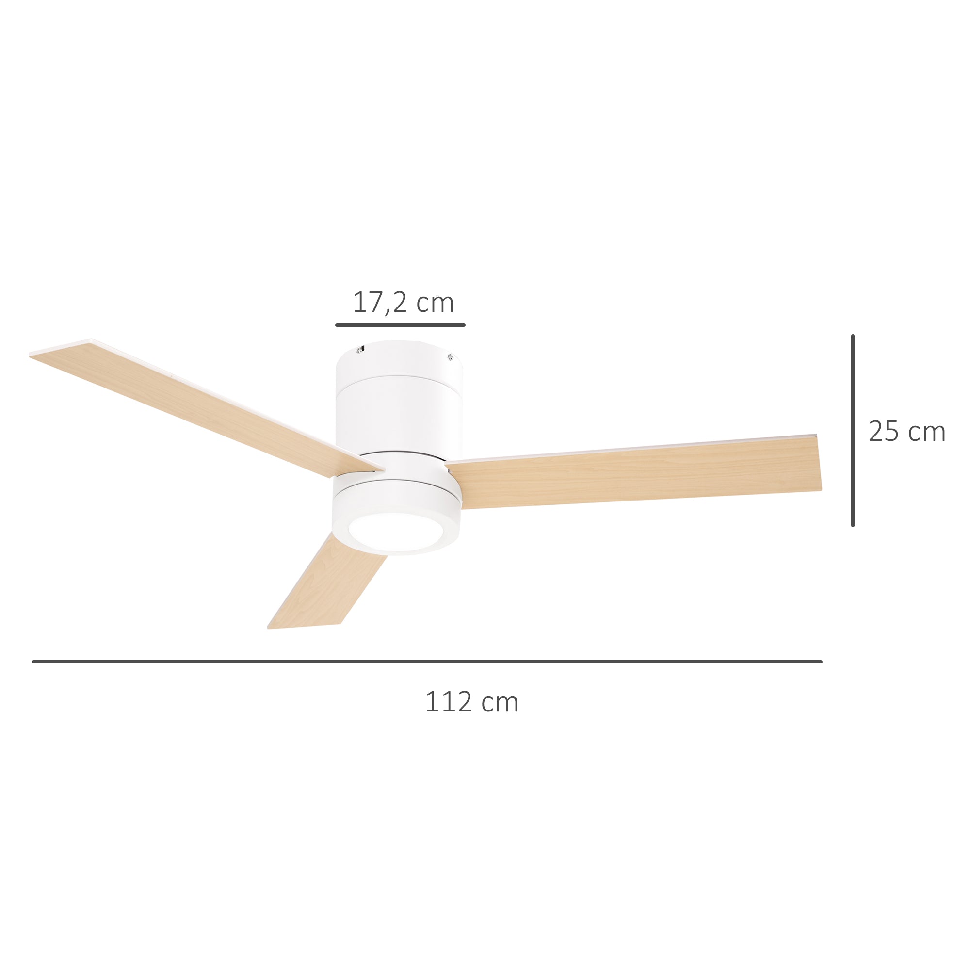 Ceiling Fan with Lighting, Remote Control, 48W Ceiling Light with Fan, 112 cm Quiet Dimmable Ceiling Lamp with Timer, 3 Speeds, for Living, Bedroom, and Dining Room, White
