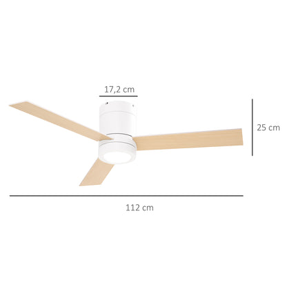 Ceiling Fan with Lighting, Remote Control, 48W Ceiling Light with Fan, 112 cm Quiet Dimmable Ceiling Lamp with Timer, 3 Speeds, for Living, Bedroom, and Dining Room, White
